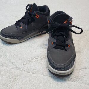 Nike Air Jordan Retro Fear Night Gray Orange Logo Preppy Sneakers Shoes Kids 1 Y